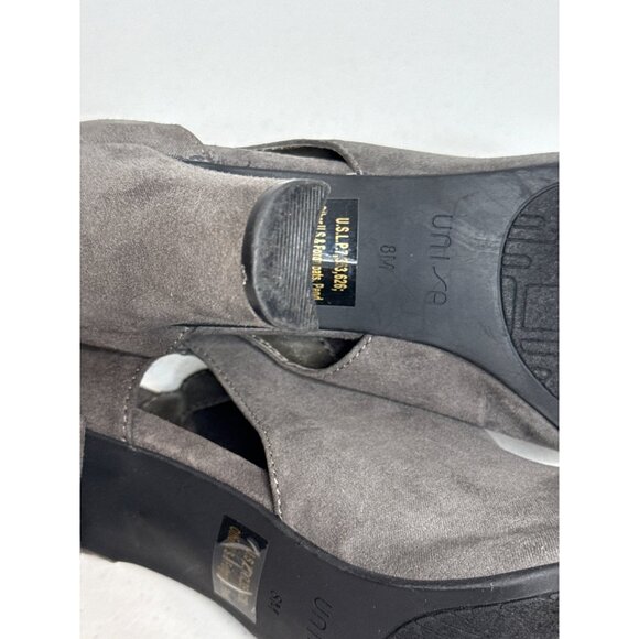 Unisa Womens Peep Toe Booties Size 8 Gray Faux Suede High Heel Ankle - Picture 10 of 11